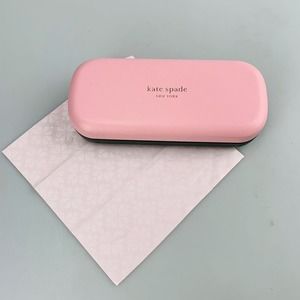 Kate Spade New York Sunglasses Case Pink Green Faux Leather Hardcase + Cloth